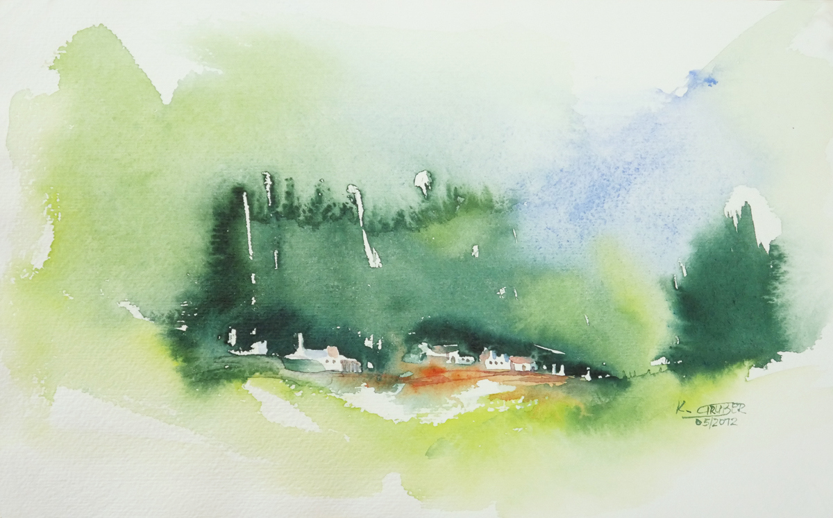 Siedlung Aquarell 16,5 x 26,5 cm; 05/2012